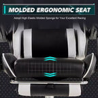 VECELO Reclining Gaming Chair, Faux Leather Adjustable Height Ergonomic Gaming Chair with Footrest & Lumbar Support, Black