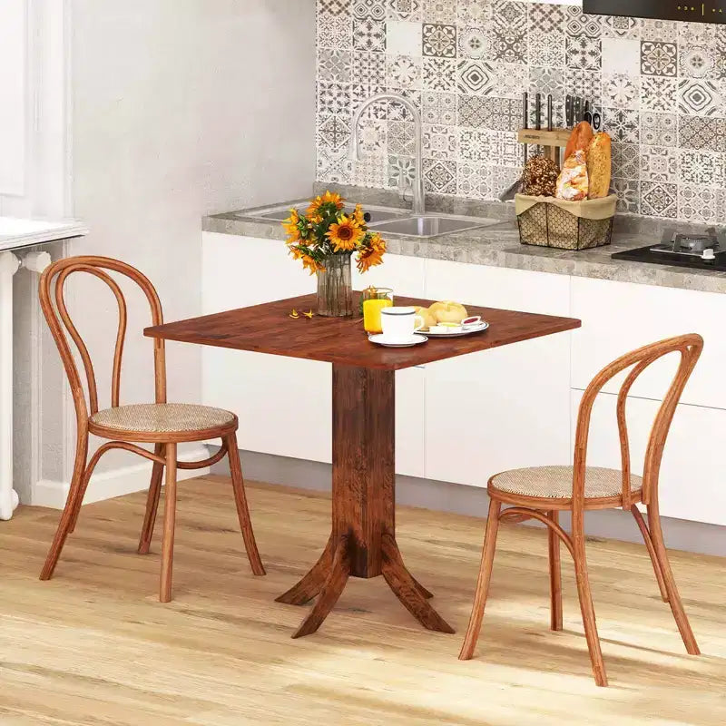 Costway Square Dining Table with Pedestal Base 33 Wooden Kitchen Table for 2-4 People