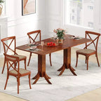 Costway Square Dining Table with Pedestal Base 33 Wooden Kitchen Table for 2-4 People
