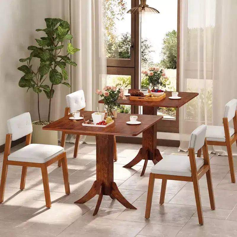 Costway Square Dining Table with Pedestal Base 33 Wooden Kitchen Table for 2-4 People