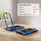 Tapis Roulant Pieghevole 3-in-1 Costway con App Intelligenti Telecomando Display LED e Altoparlanti Blu/Argento