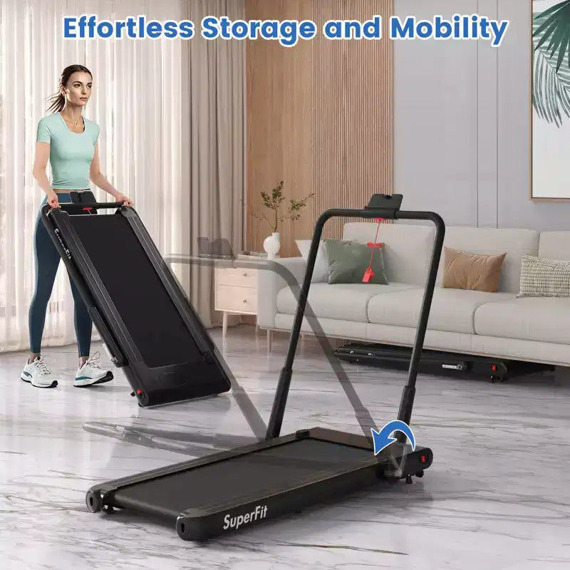 Tapis Roulant Pieghevole 3-in-1 Costway con App Intelligenti Telecomando Display LED e Altoparlanti Blu/Argento