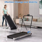 Tapis Roulant Pieghevole 3-in-1 Costway con App Intelligenti Telecomando Display LED e Altoparlanti Blu/Argento