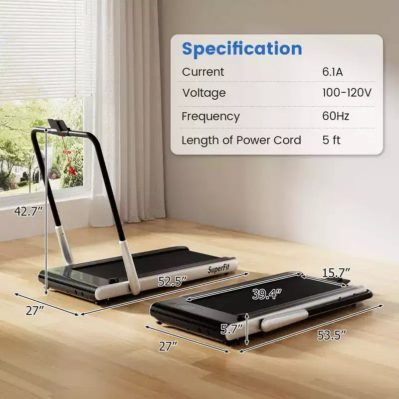 Tapis Roulant Pieghevole 3-in-1 Costway con App Intelligenti Telecomando Display LED e Altoparlanti Blu/Argento