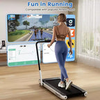 Tapis Roulant Pieghevole 3-in-1 Costway con App Intelligenti Telecomando Display LED e Altoparlanti Blu/Argento