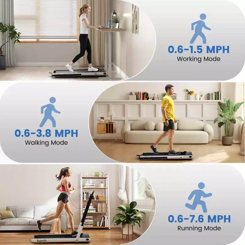 Tapis Roulant Pieghevole 3-in-1 Costway con App Intelligenti Telecomando Display LED e Altoparlanti Blu/Argento