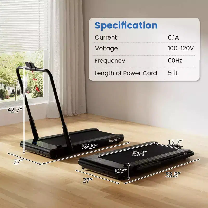 Tapis Roulant Pieghevole 3-in-1 Costway con App Intelligenti Telecomando Display LED e Altoparlanti Blu/Argento