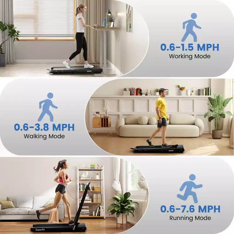 Tapis Roulant Pieghevole 3-in-1 Costway con App Intelligenti Telecomando Display LED e Altoparlanti Blu/Argento