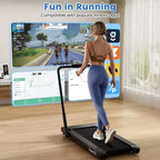 Tapis Roulant Pieghevole 3-in-1 Costway con App Intelligenti Telecomando Display LED e Altoparlanti Blu/Argento