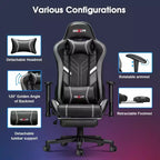 Douxlife Poltrona Gaming Ergonomica Moderna con Massaggio a 7 Punti, Poggiapiedi e Braccioli Regolabili, Nero Grigio