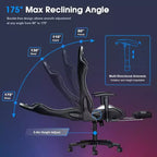 Douxlife Poltrona Gaming Ergonomica Moderna con Massaggio a 7 Punti, Poggiapiedi e Braccioli Regolabili, Nero Grigio
