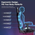 Douxlife Poltrona Gaming Ergonomica Moderna con Massaggio a 7 Punti, Poggiapiedi e Braccioli Regolabili, Nero Grigio