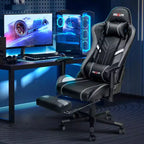 Douxlife Poltrona Gaming Ergonomica Moderna con Massaggio a 7 Punti, Poggiapiedi e Braccioli Regolabili, Nero Grigio