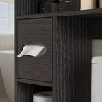 HOMCOM Mobiletto portaoggetti da bagno sopra il WC, mobiletto da bagno in stile rustico con ante scorrevoli e ripiano regolabile, porta rotoli di carta igienica