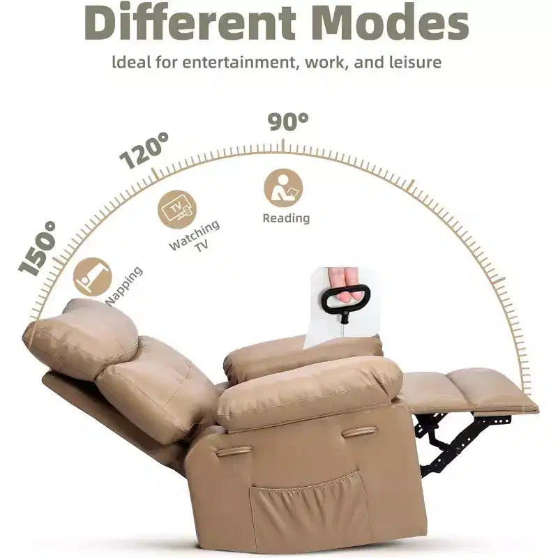 Oversized Recliner Chair for Adults - PU Leather Recliner Sofa with High-Density Foam, Wide Seat & Smooth Manual Recline