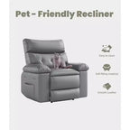Oversized Recliner Chair for Adults - PU Leather Recliner Sofa with High-Density Foam, Wide Seat & Smooth Manual Recline