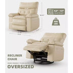 Oversized Recliner Chair for Adults - PU Leather Recliner Sofa with High-Density Foam, Wide Seat & Smooth Manual Recline