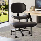 Pinmoco Sedia da ufficio senza braccioli con gambe incrociate, seduta extra larga, design girevole a 360°, sedia ergonomica da scrivania per ufficio, gaming e meditazione