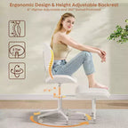 Pinmoco Sedia da ufficio senza braccioli con gambe incrociate, seduta extra larga, design girevole a 360°, sedia ergonomica da scrivania per ufficio, gaming e meditazione