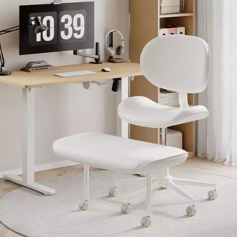 Pinmoco Sedia da ufficio senza braccioli con gambe incrociate, seduta extra larga, design girevole a 360°, sedia ergonomica da scrivania per ufficio, gaming e meditazione