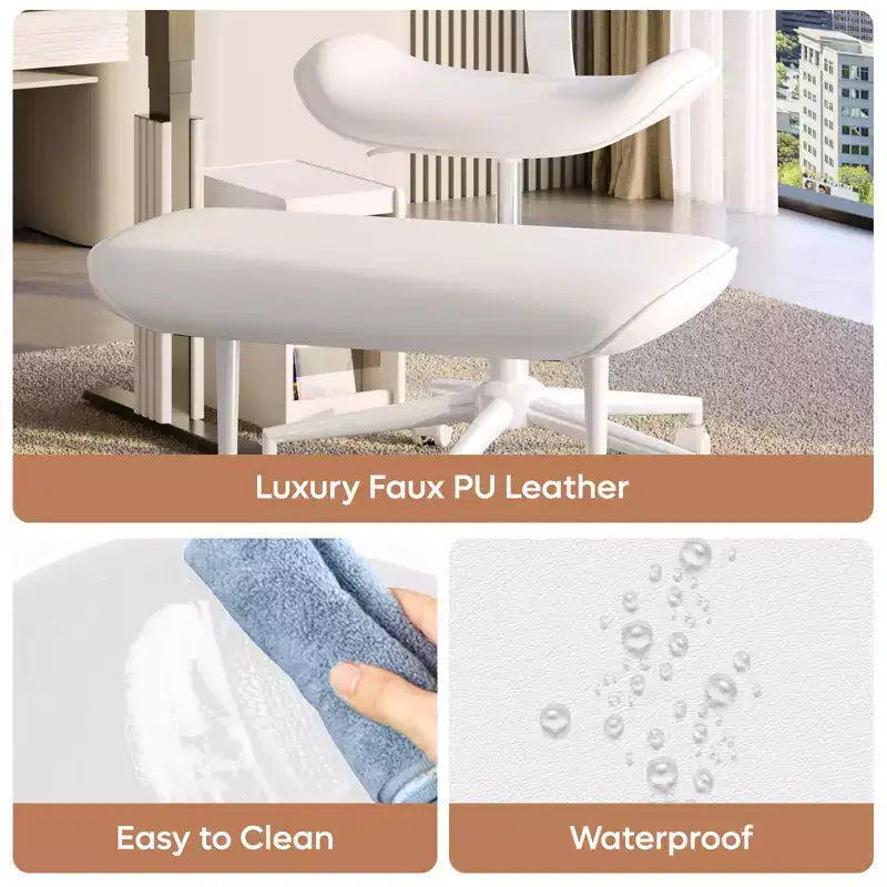 Pinmoco Sedia da ufficio senza braccioli con gambe incrociate, seduta extra larga, design girevole a 360°, sedia ergonomica da scrivania per ufficio, gaming e meditazione