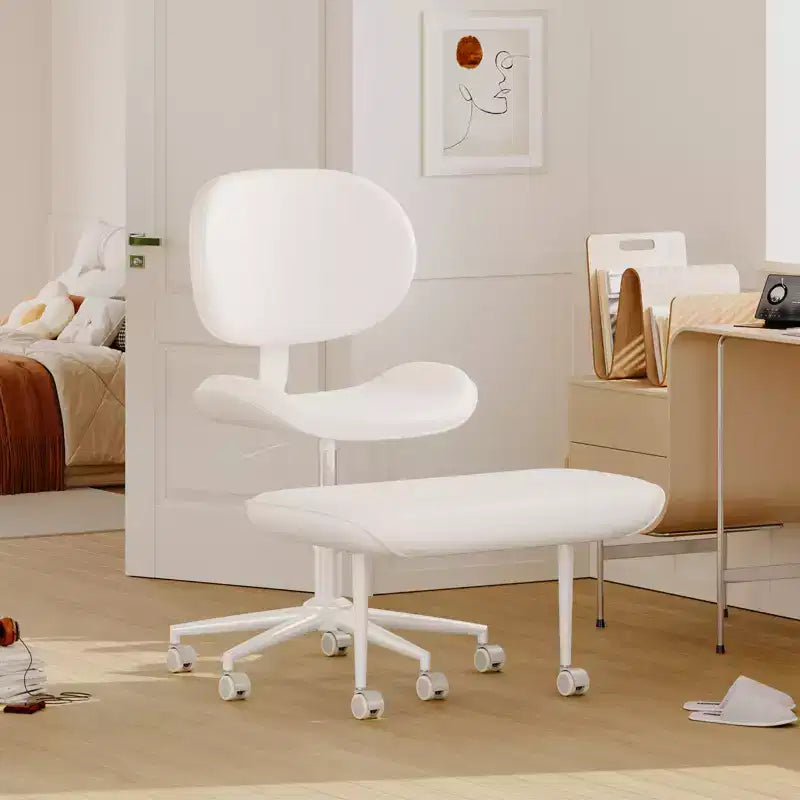 Pinmoco Sedia da ufficio senza braccioli con gambe incrociate, seduta extra larga, design girevole a 360°, sedia ergonomica da scrivania per ufficio, gaming e meditazione