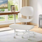 Pinmoco Sedia da ufficio senza braccioli con gambe incrociate, seduta extra larga, design girevole a 360°, sedia ergonomica da scrivania per ufficio, gaming e meditazione