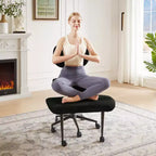 Pinmoco Sedia da ufficio senza braccioli con gambe incrociate, seduta extra larga, design girevole a 360°, sedia ergonomica da scrivania per ufficio, gaming e meditazione