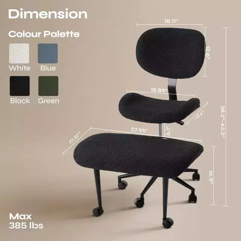 Pinmoco Sedia da ufficio senza braccioli con gambe incrociate, seduta extra larga, design girevole a 360°, sedia ergonomica da scrivania per ufficio, gaming e meditazione