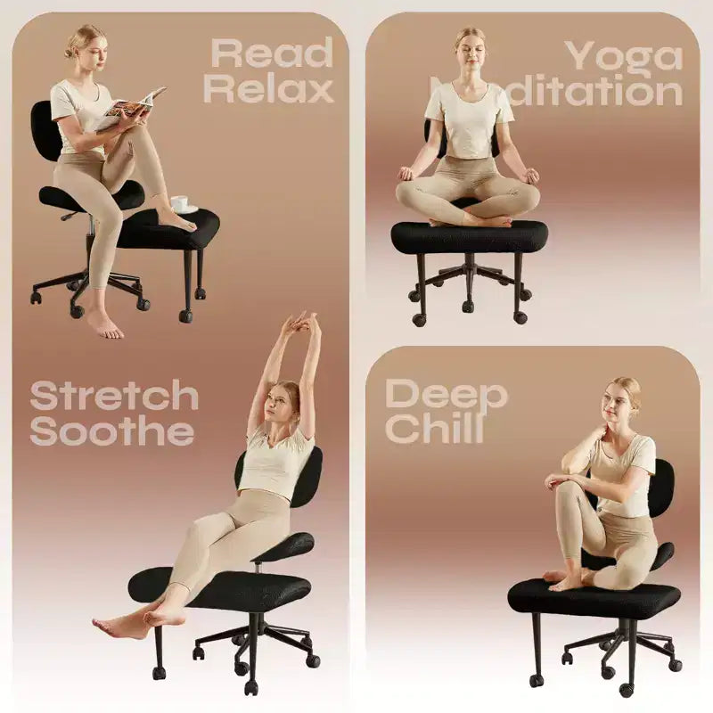 Pinmoco Sedia da ufficio senza braccioli con gambe incrociate, seduta extra larga, design girevole a 360°, sedia ergonomica da scrivania per ufficio, gaming e meditazione