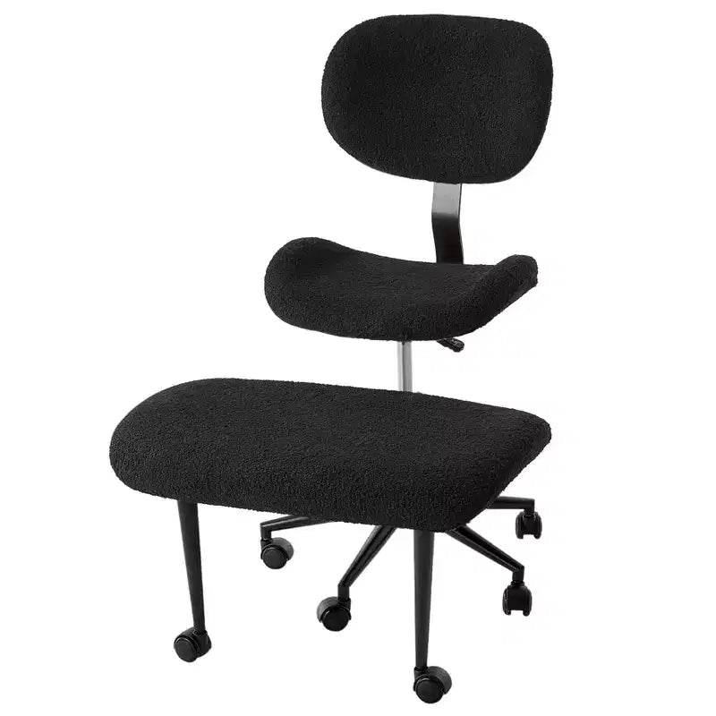 Pinmoco Sedia da ufficio senza braccioli con gambe incrociate, seduta extra larga, design girevole a 360°, sedia ergonomica da scrivania per ufficio, gaming e meditazione