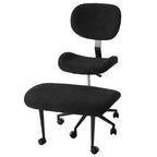 Pinmoco Sedia da ufficio senza braccioli con gambe incrociate, seduta extra larga, design girevole a 360°, sedia ergonomica da scrivania per ufficio, gaming e meditazione