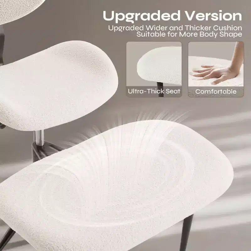 Pinmoco Sedia da ufficio senza braccioli con gambe incrociate, seduta extra larga, design girevole a 360°, sedia ergonomica da scrivania per ufficio, gaming e meditazione