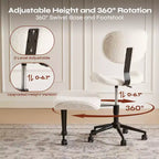 Pinmoco Sedia da ufficio senza braccioli con gambe incrociate, seduta extra larga, design girevole a 360°, sedia ergonomica da scrivania per ufficio, gaming e meditazione