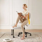 Pinmoco Sedia da ufficio senza braccioli con gambe incrociate, seduta extra larga, design girevole a 360°, sedia ergonomica da scrivania per ufficio, gaming e meditazione