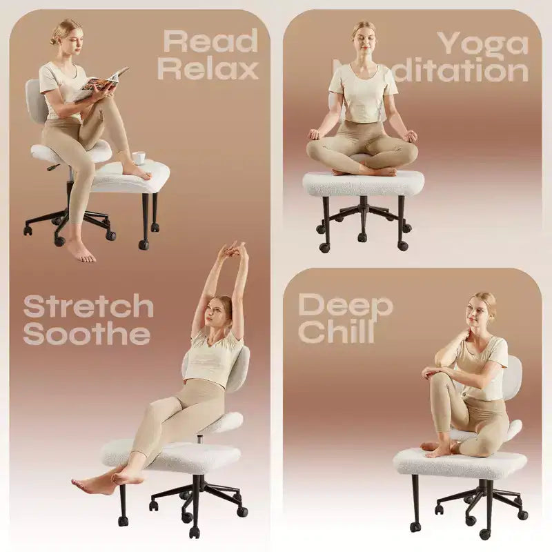 Pinmoco Sedia da ufficio senza braccioli con gambe incrociate, seduta extra larga, design girevole a 360°, sedia ergonomica da scrivania per ufficio, gaming e meditazione