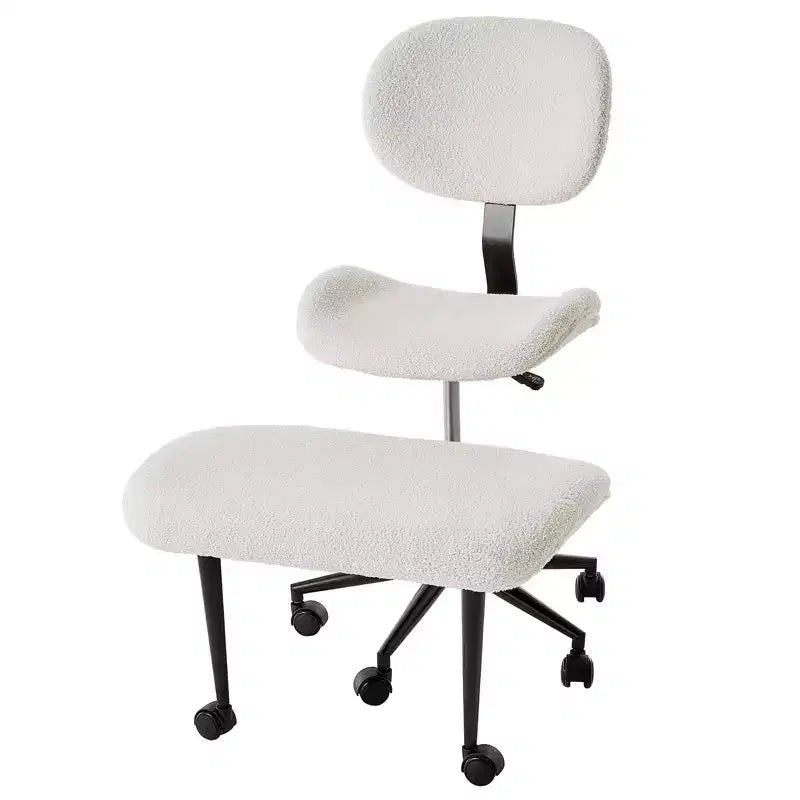 Pinmoco Sedia da ufficio senza braccioli con gambe incrociate, seduta extra larga, design girevole a 360°, sedia ergonomica da scrivania per ufficio, gaming e meditazione
