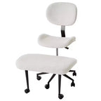 Pinmoco Sedia da ufficio senza braccioli con gambe incrociate, seduta extra larga, design girevole a 360°, sedia ergonomica da scrivania per ufficio, gaming e meditazione