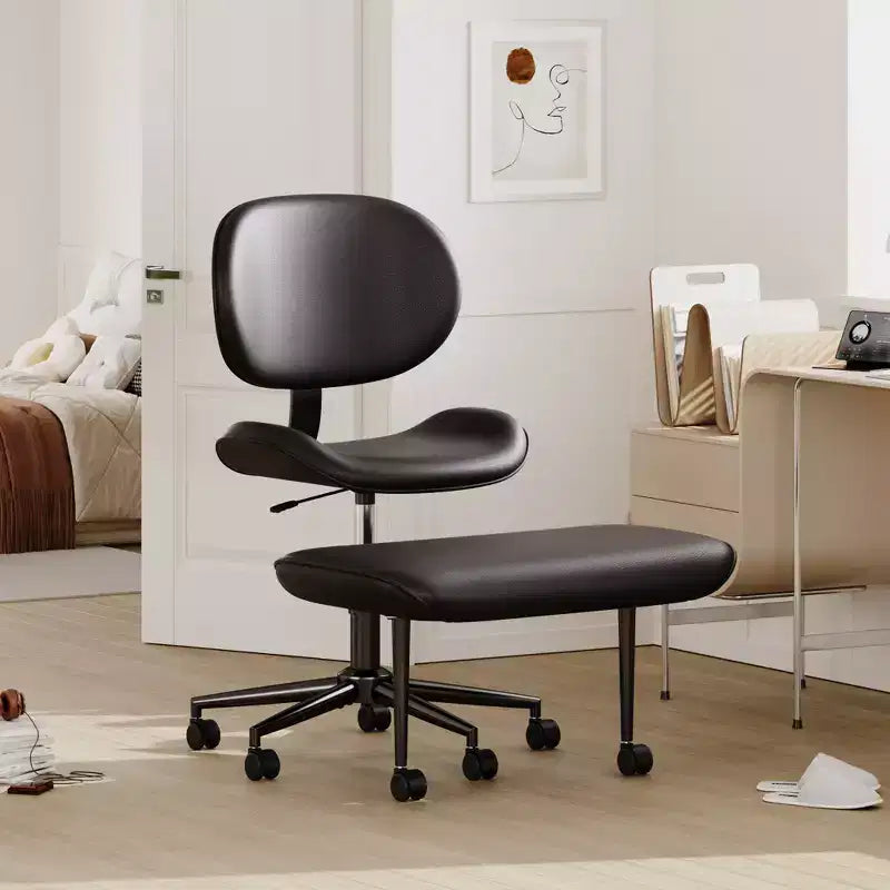 Pinmoco Sedia da ufficio senza braccioli con gambe incrociate, seduta extra larga, design girevole a 360°, sedia ergonomica da scrivania per ufficio, gaming e meditazione