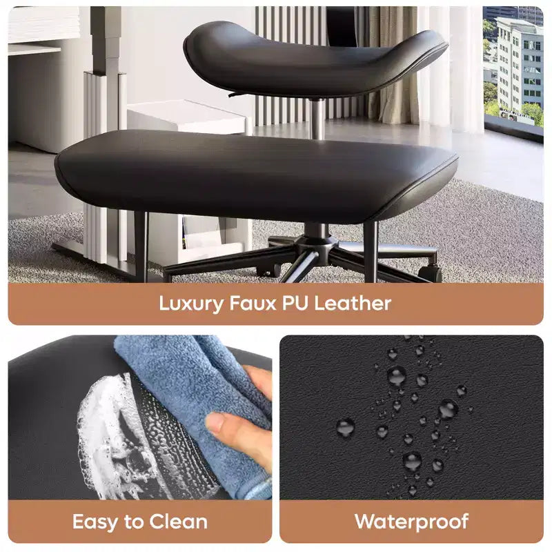 Pinmoco Sedia da ufficio senza braccioli con gambe incrociate, seduta extra larga, design girevole a 360°, sedia ergonomica da scrivania per ufficio, gaming e meditazione