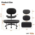 Pinmoco Sedia da ufficio senza braccioli con gambe incrociate, seduta extra larga, design girevole a 360°, sedia ergonomica da scrivania per ufficio, gaming e meditazione