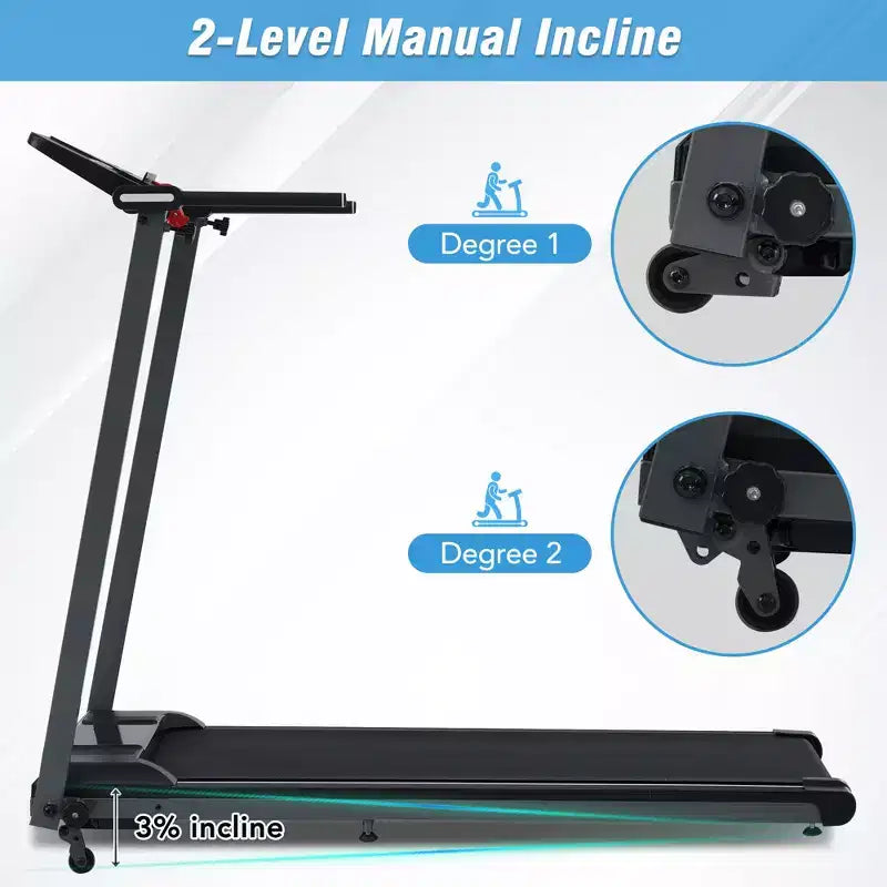 Whisen Folding Walking Treadmill, 2.5HP, 0.5-7.5MPH, 265LBS Capacity, Incline