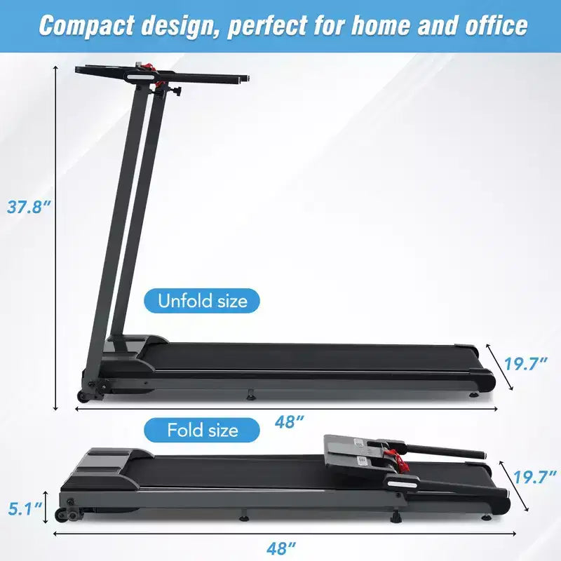 Whisen Folding Walking Treadmill, 2.5HP, 0.5-7.5MPH, 265LBS Capacity, Incline