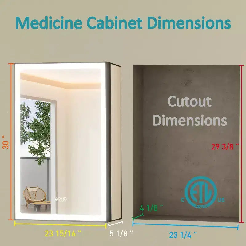 Mobiletto portamedicine grande con specchio e luce, mobiletti portamedicine da bagno a incasso/montaggio, specchio antiappannamento, ripiani regolabili, dimmerabile, nero