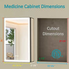 Mobiletto portamedicine grande con specchio e luce, mobiletti portamedicine da bagno a incasso/montaggio, specchio antiappannamento, ripiani regolabili, dimmerabile, nero