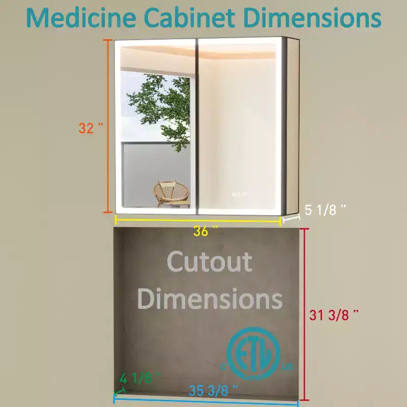 Mobiletto portamedicine grande con specchio e luce, mobiletti portamedicine da bagno a incasso/montaggio, specchio antiappannamento, ripiani regolabili, dimmerabile, nero