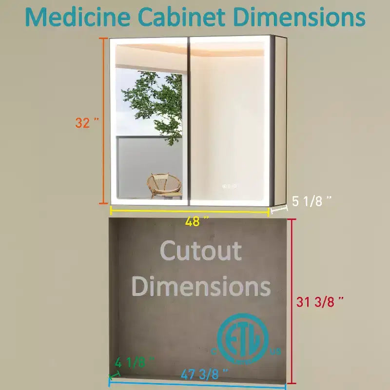 Mobiletto portamedicine grande con specchio e luce, mobiletti portamedicine da bagno a incasso/montaggio, specchio antiappannamento, ripiani regolabili, dimmerabile, nero