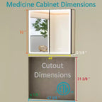 Mobiletto portamedicine grande con specchio e luce, mobiletti portamedicine da bagno a incasso/montaggio, specchio antiappannamento, ripiani regolabili, dimmerabile, nero