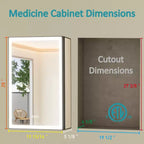 Mobiletto portamedicine grande con specchio e luce, mobiletti portamedicine da bagno a incasso/montaggio, specchio antiappannamento, ripiani regolabili, dimmerabile, nero