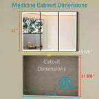 Mobiletto portamedicine grande con specchio e luce, mobiletti portamedicine da bagno a incasso/montaggio, specchio antiappannamento, ripiani regolabili, dimmerabile, nero